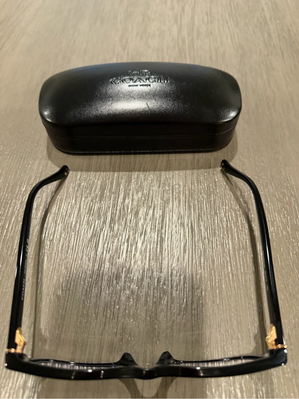 COACH Black womens Rectangular Eyeglass Frames with Gold Accents